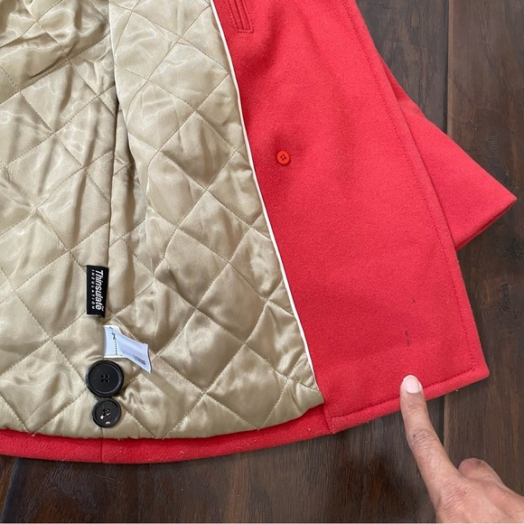 J. Crew Women’s Double Breasted Wool Blended Red Pea Coat L - Picture 7 of 13